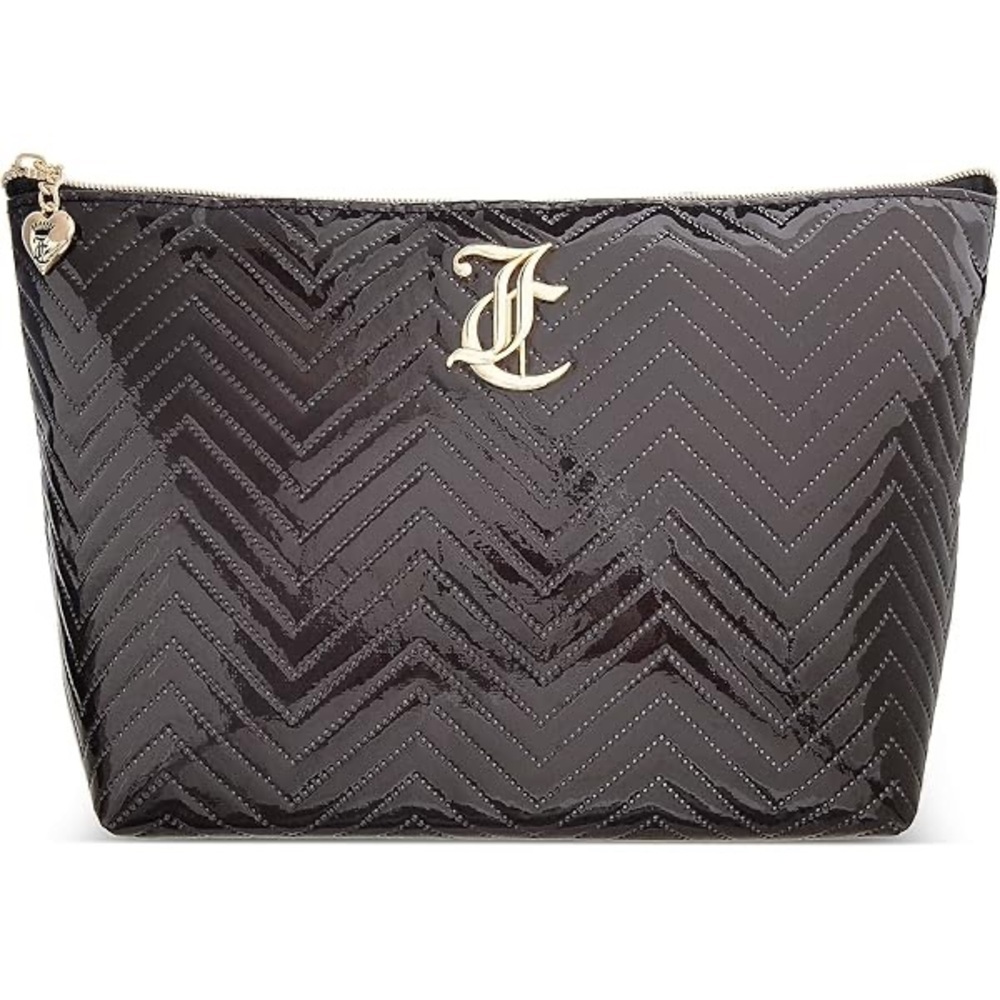 Juicy Couture Chevron Cosmetic Bag with travel bottle (NWOT)